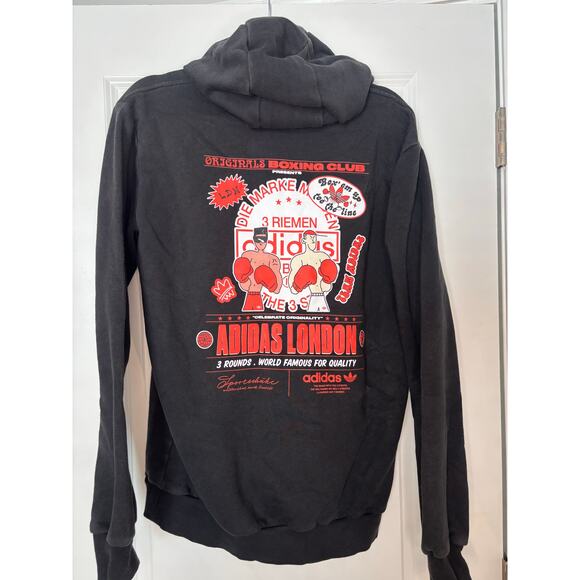 Adidas Originals Boxing Club Hoodie Black Red Graphic London Men’s Size Medium - Picture 8 of 8